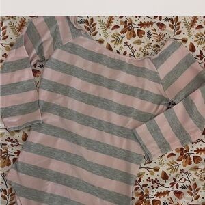 Striped Pink and Gray Long Sleeve bodysuit